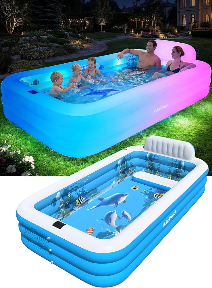 Extra Large Inflatable Pool with Lights,Upgraded Solar Powered Blow Up Pool for Adults,Inflatable... | Amazon (US)