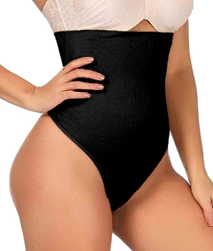 ShaperQueen 102 Thong Shaper Panty - Womens Waist Cincher Trainer High-Waisted Girdle Faja Body T... | Amazon (US)