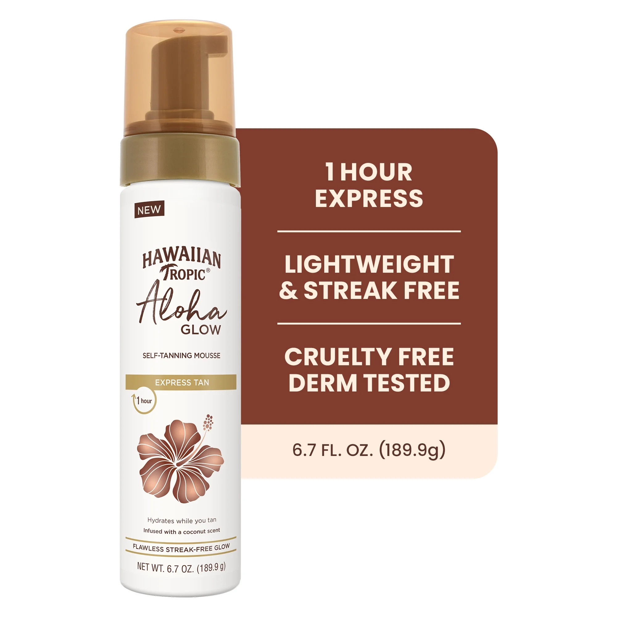 Hawaiian Tropic Aloha Glow Self Tanning Mousse, Express Self Tanner Foam, Sunless Tanner, 6.7 oz | Walmart (US)