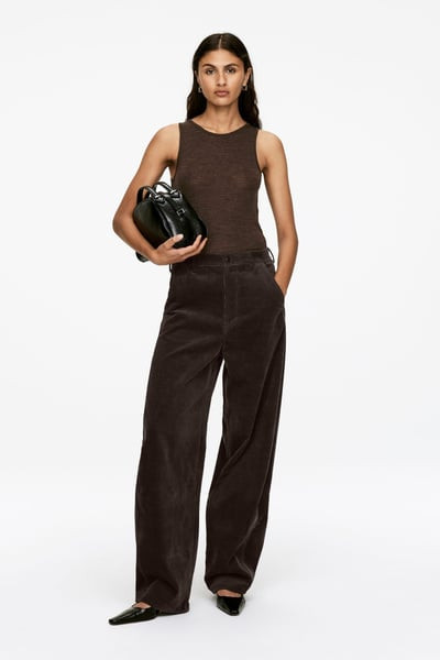 Barrel-Leg Corduroy Trousers – Dark Brown – Women – ARKET GB | Arket UK