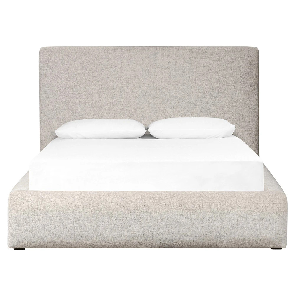 Eugene Modern Classic Grey Boucle Performance Bed - Queen | Kathy Kuo Home