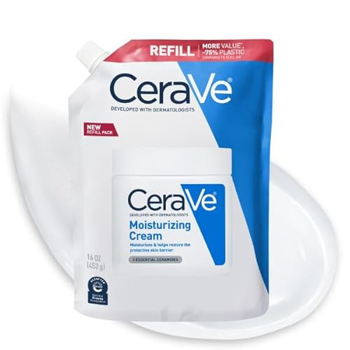 CeraVe Moisturizing Cream, Body and Face Moisturizer for Dry Skin, Body Cream with Hyaluronic Acid and Ceramides, Daily Moisturizer, Oil-Free, Fragrance Free, Non-Comedogenic, 16 Ounce Refill | Amazon (US)