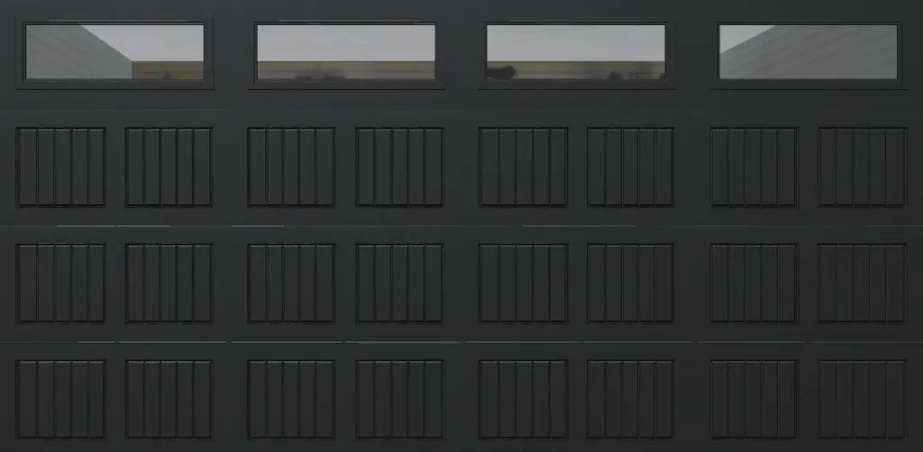 Wayne Dalton Classic Steel Model 8500 16-ft x 8-ft 16.22 R-Value Insulated Black Double Garage Door with Windows one_size | 8500SNMABLCLRIII168 | Lowe's