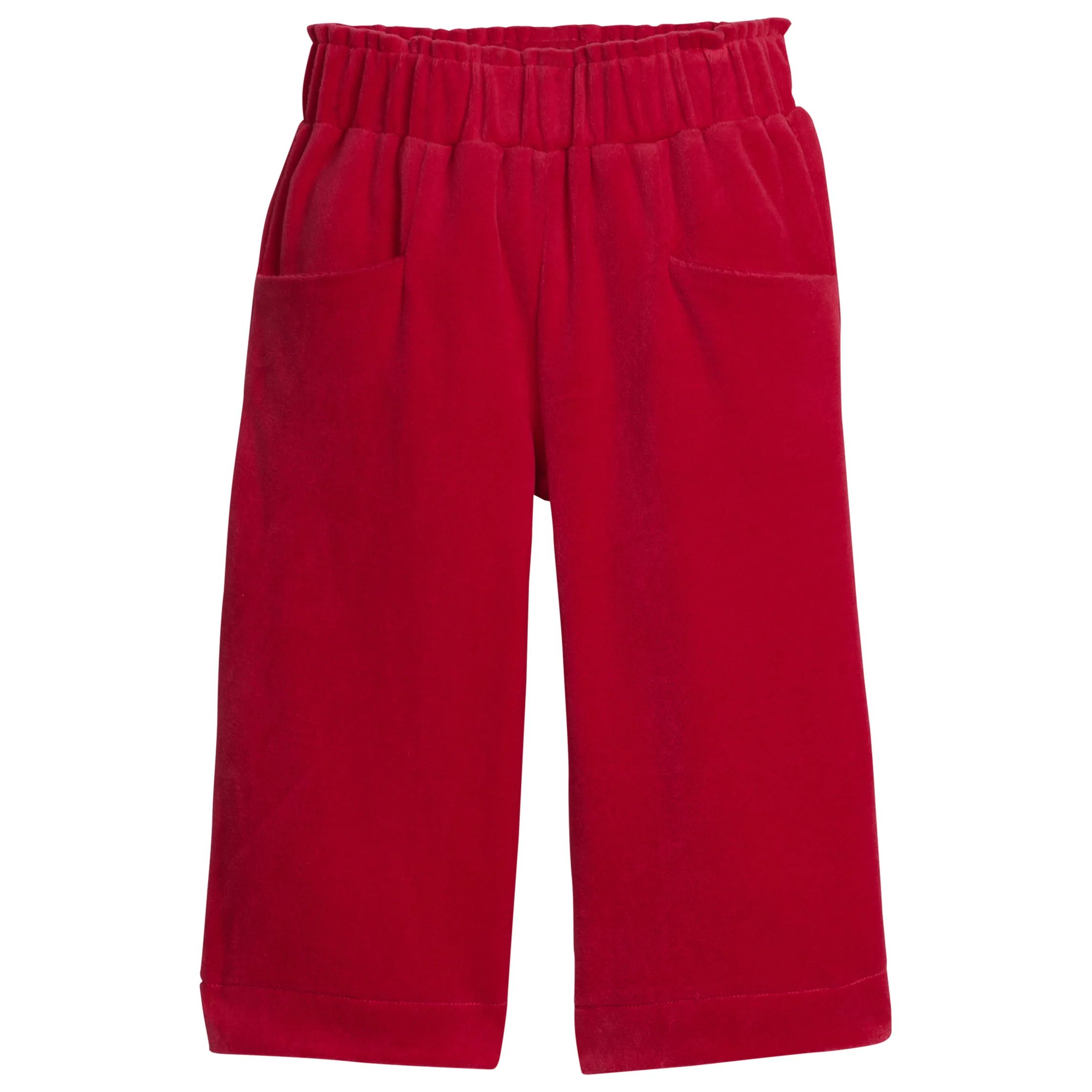 Cropped Palazzo Pants - Red Velour | BISBY Kids