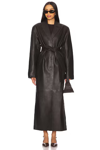 EAVES Formosa Leather Coat in Dark Brown from Revolve.com | Revolve Clothing (Global)