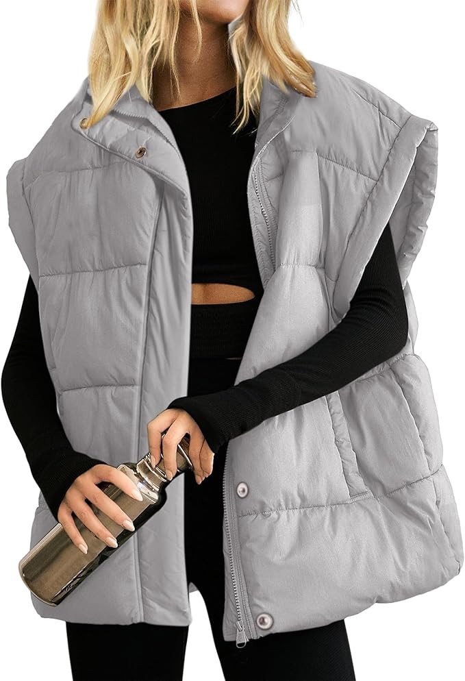 Songling Womens Oversized Puffer Vest Stand Collar Full Zip Sleeveless Bubble Puffer Vest Quilted... | Amazon (US)
