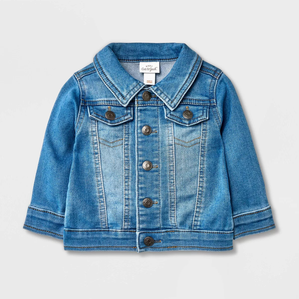 Baby Denim Jacket with Faux Pocket - Cat & Jack™ Light Blue | Target