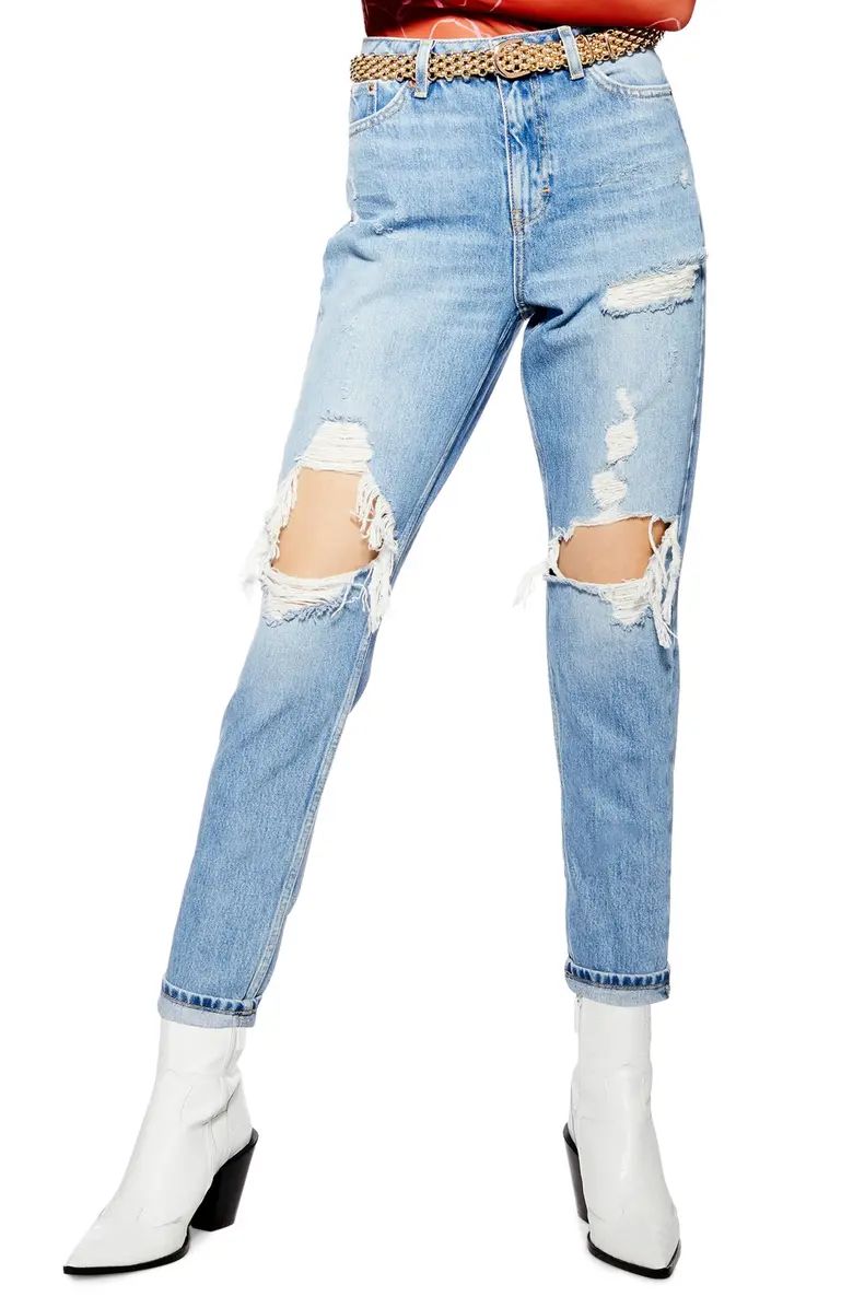 Topshop Destroyed Mom Jeans (Bleach) | Nordstrom | Nordstrom