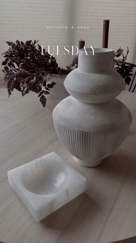 Crate and Barrel 
Home accessories 
Home decor 
White vase
Alabaster tray catchall 

#LTKunder50 #LTKhome #LTKunder100