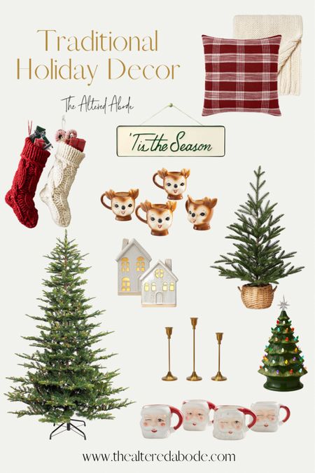 Sharing some of my favorite traditional holiday decor with red and green Christmas decor, Santa mugs, reindeer mugs, Christmas trees, plaid pillows, and knit stockings.

All the cozy Christmas decor ideas to get your home holiday ready!

#LTKhome #LTKHoliday
