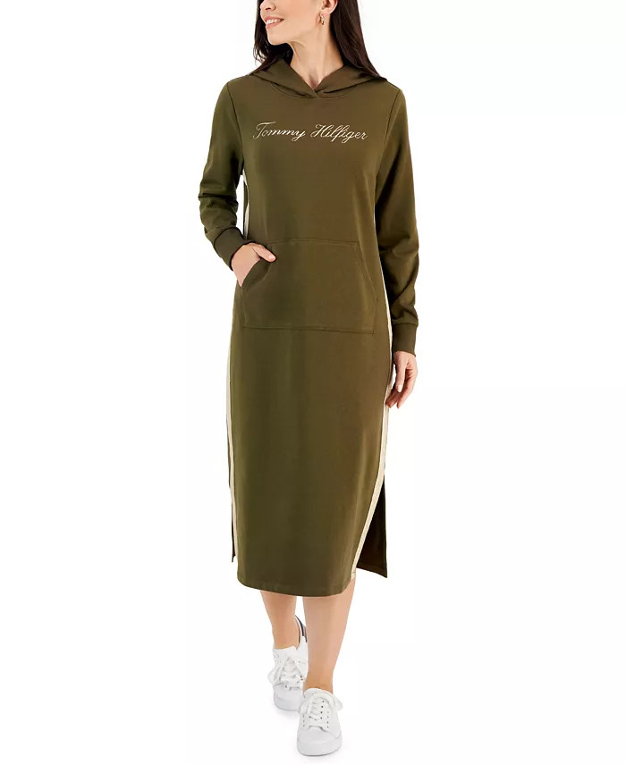 Women's Hooded Logo Long-Sleeve Midi Dress | Macys (US)