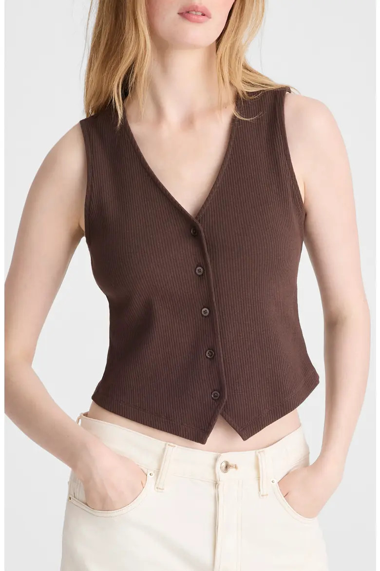 Rib V-Neck Vest (Women) | Nordstrom | Nordstrom