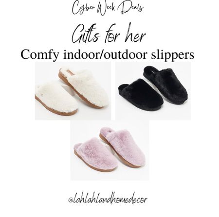 Gift idea for her! Comfy slippers | Lounge wear | cyber week sale | footwear | slides 

#LTKGiftGuide #LTKshoecrush #LTKunder50