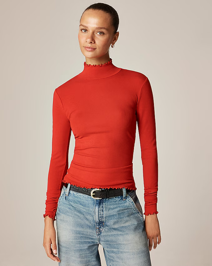 Refined rib lettuce-trim turtleneck | J. Crew US