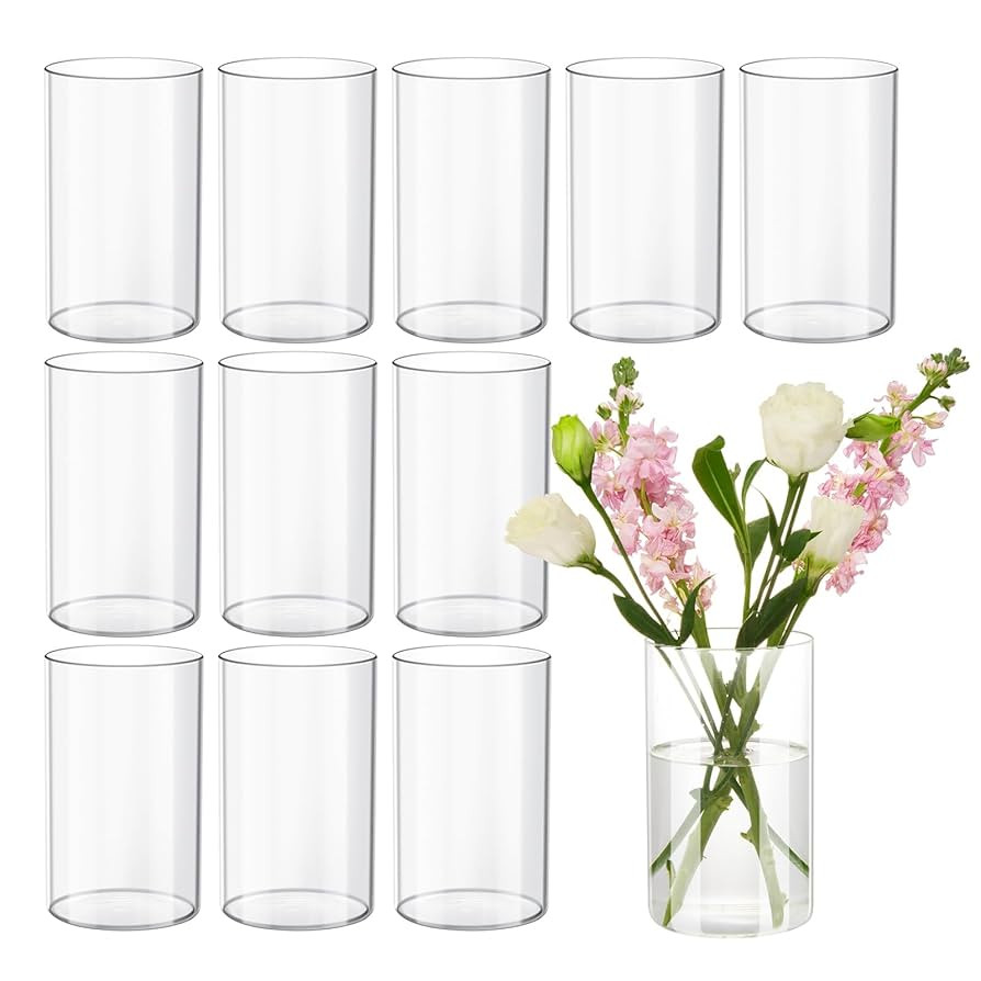 Devilfire 12Pcs Glass Cylinder vases for Centerpieces, 6 Inches Tall Flower Vases Wedding Decorat... | Amazon (US)