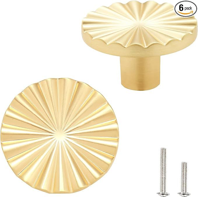 AOBITE 6 Pack Gold Cabinet knobs Kitchen Cabinet Pulls with Vintage Cupboard Drawers Hardware Dre... | Amazon (US)