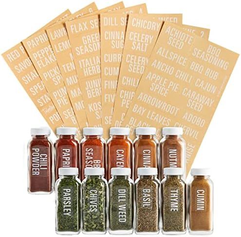 Talented Kitchen 134 Kitchen Spice Jar Labels, Preprinted Bold All Caps White Letters on Clear St... | Amazon (US)