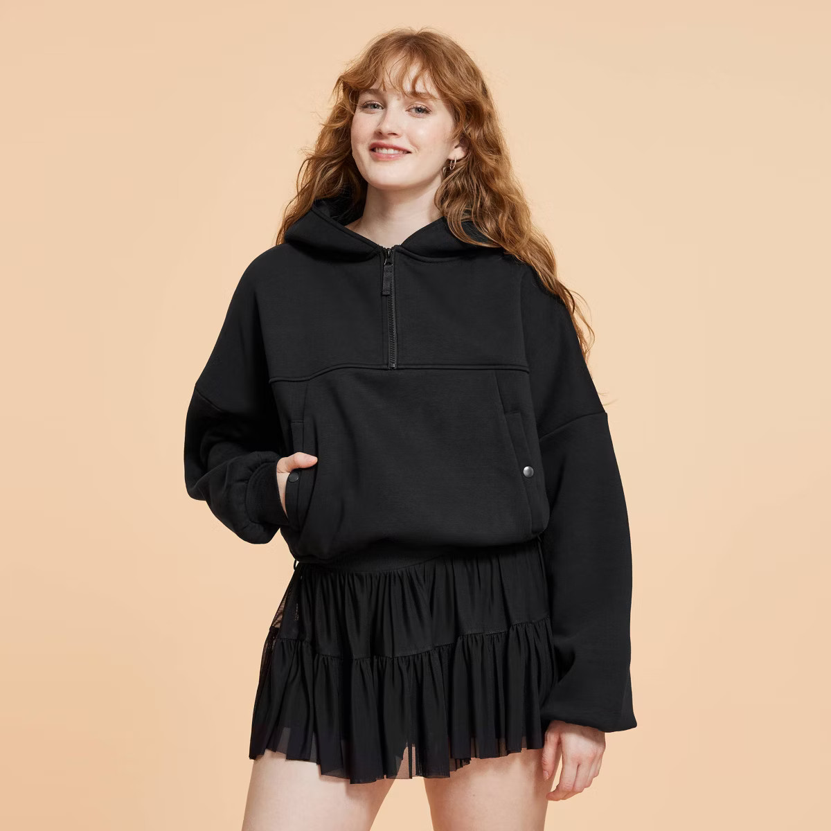 Blogilates Women's Marshmallow Half Zip Hooded Sweatshirt | Target