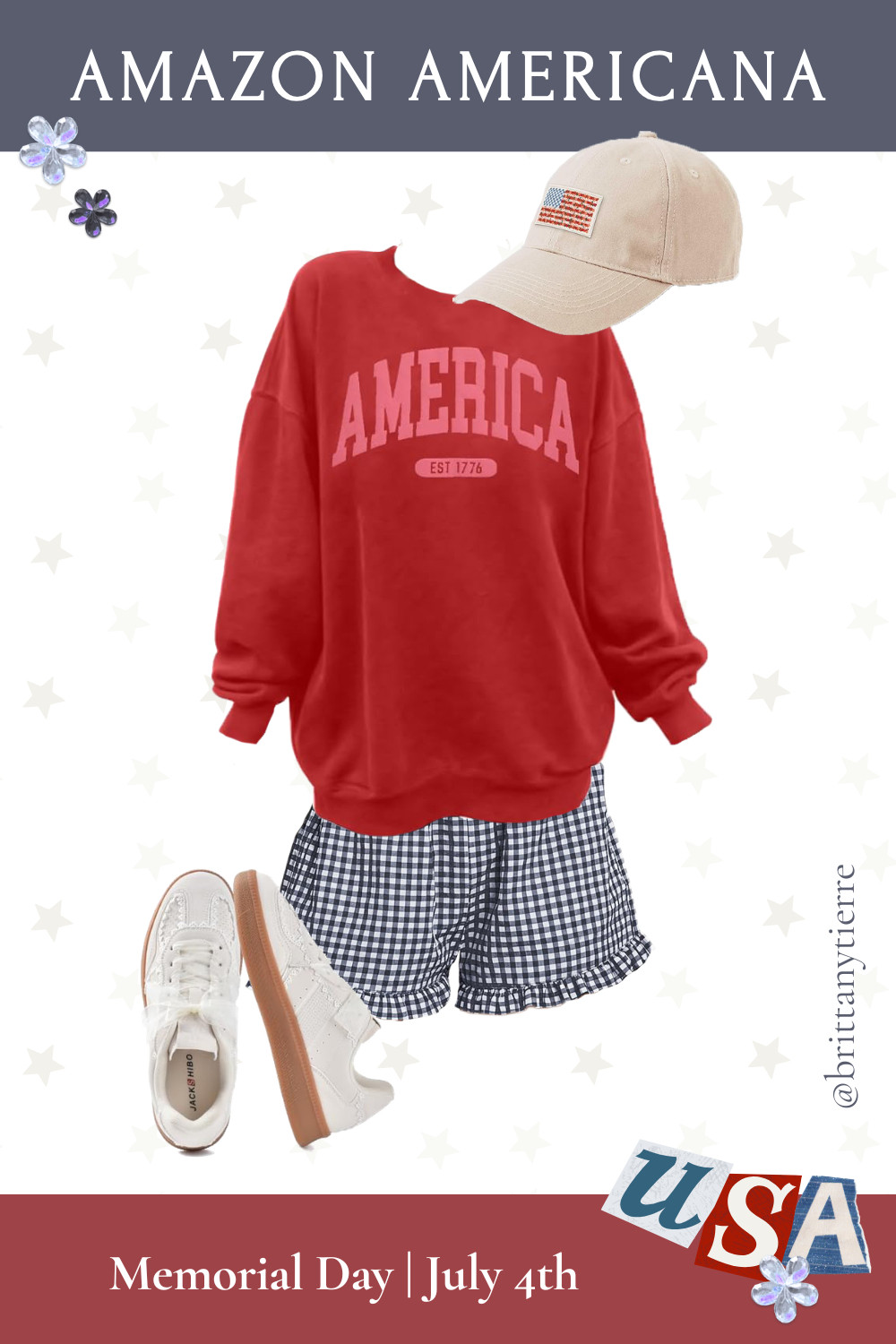 Get ready for Memorial Day weekend and July 4th with this Amazon America sweatshirt and gingham boxer shorts! Pair with white sneakers or a baseball cap and you have a complete patriotic outfit!

Memorial Day outfit, July 4th outfit, fourth of July, america sweatshirt, boxer shorts outfit, amazon fashion, amazon americana, Americana, gingham shorts outfit, women's amazon fashion, USA, USA tops, ruffle sneakers, baseball hat outfit

 

 #LTKSeasonal
