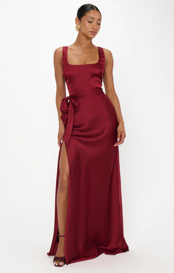 Lana Maxi Dress ~ Cranberry Luxe Satin | Show Me Your Mumu