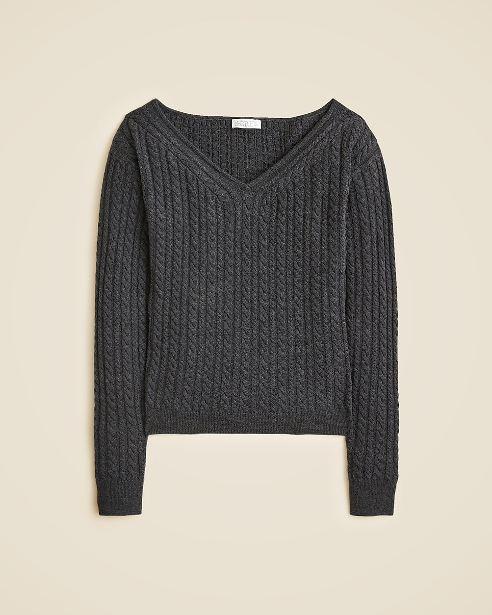 Cable-knit wide V-neck sweater in merino wool | J. Crew US