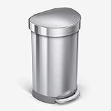simplehuman 45 Liter/ 12 Gallon Semi-Round Hands-Free Step Trash Can, Brushed | Amazon (US)