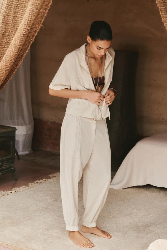 LINEN SAFARI SHIRT | Zara US