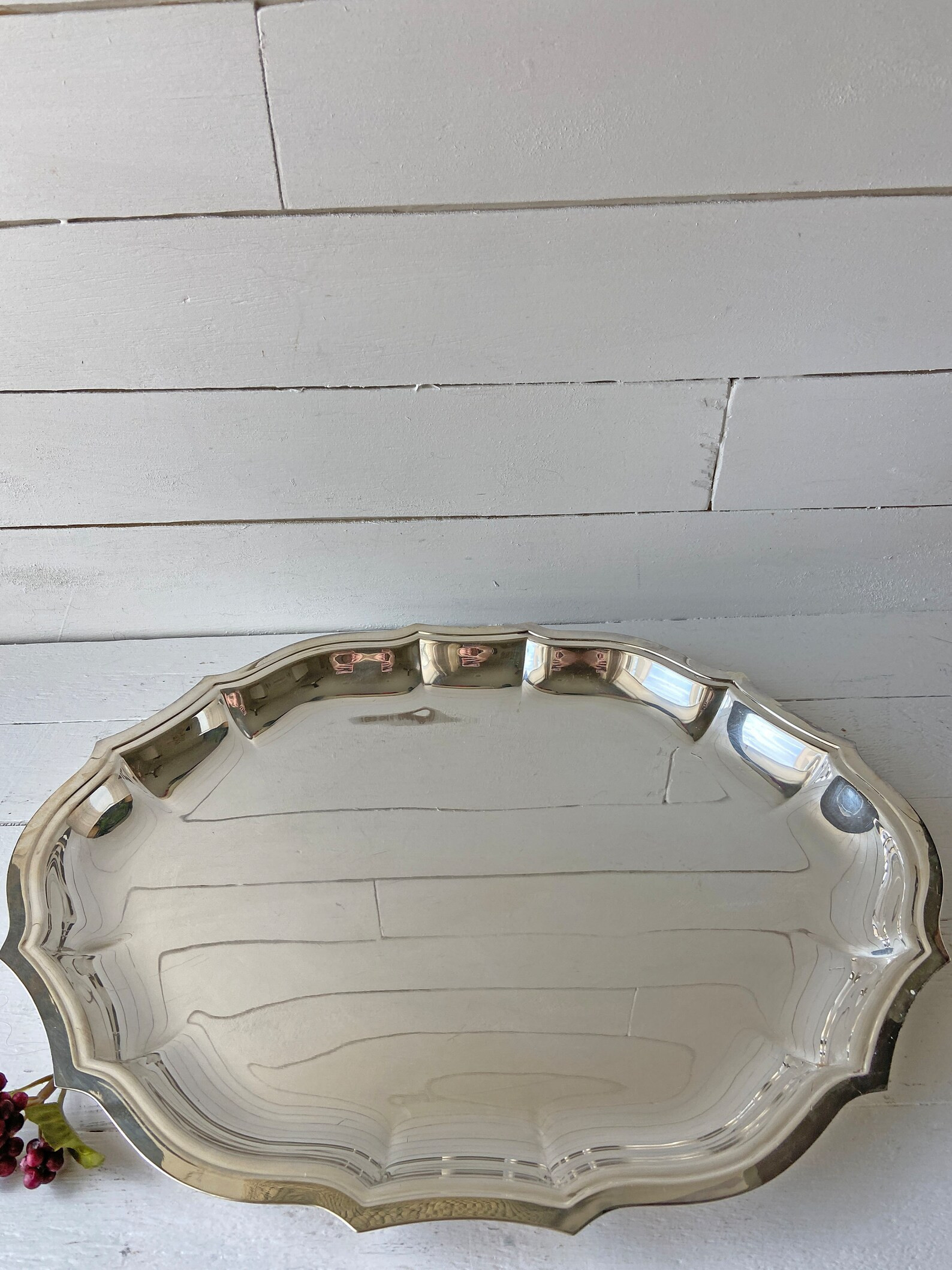 Vintage 14.5 Length Scalloped Silver Oblong Tray // - Etsy | Etsy (US)