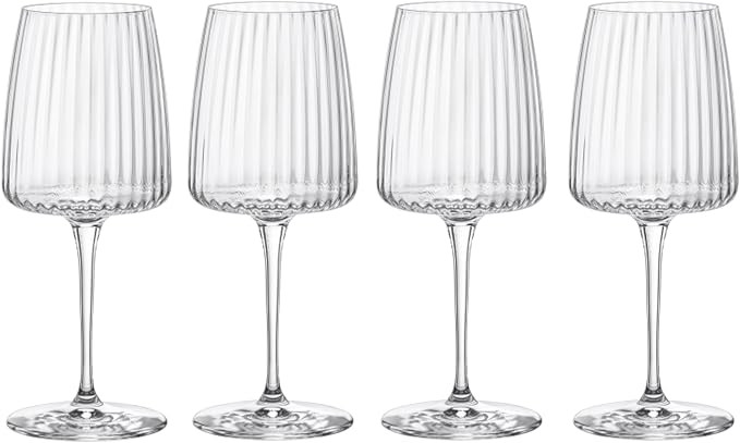 Bormioli Rocco Exclusiva Chardonnay Glasses, Set of 4-12.5 Oz. Ribbed Star Glass Stemware with XL... | Amazon (US)