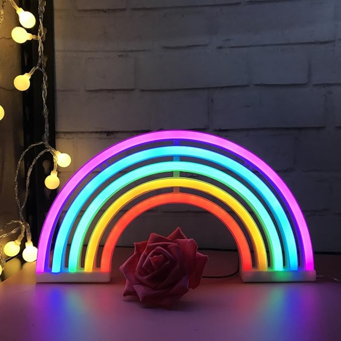 QiaoFei Cute Rainbow Light Signs for Kids Gift's Gift LED Rainbow Neon Signs Rainbow Lamp for Wal... | Amazon (US)