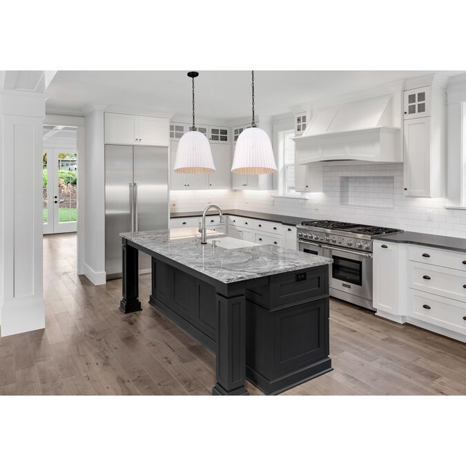 allen + roth Elizabeth Black Canopy with White Rattan Shade Modern/Contemporary Bell Pendant Ligh... | Lowe's