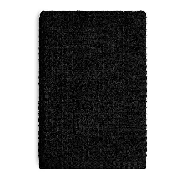 Black Terry Waffle Cotton Bath Towel | At Home