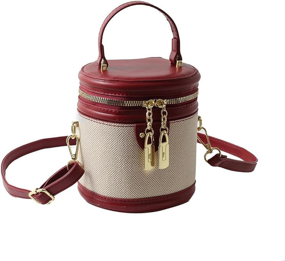 Retro Bucket Bag Color Contrast Cylinder Purse Senior Sense Style Single Shoulder Crossbody Handb... | Amazon (US)