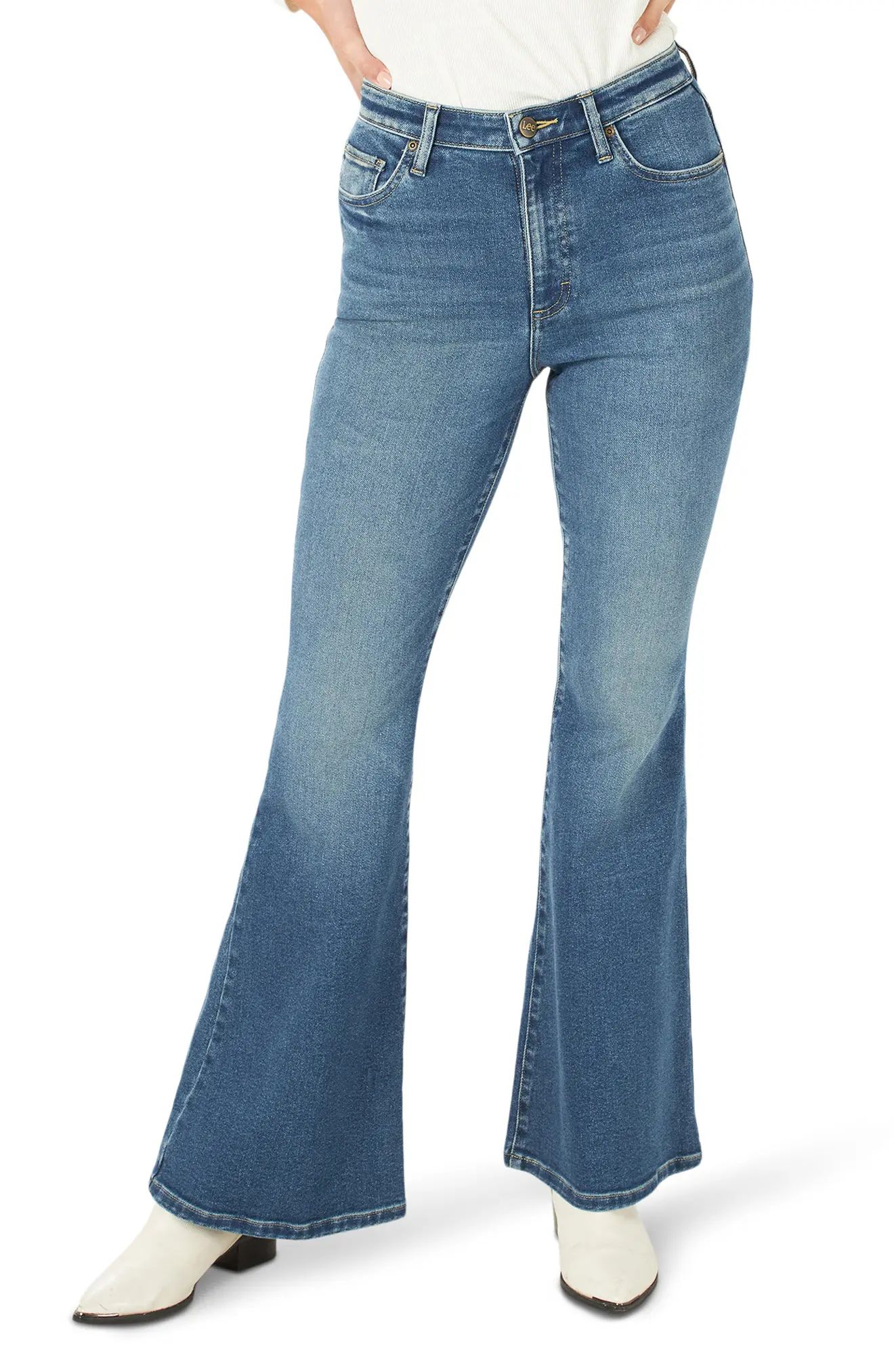 Lee High Waist Flare Jeans, Size 25 in Afternoon at Nordstrom | Nordstrom