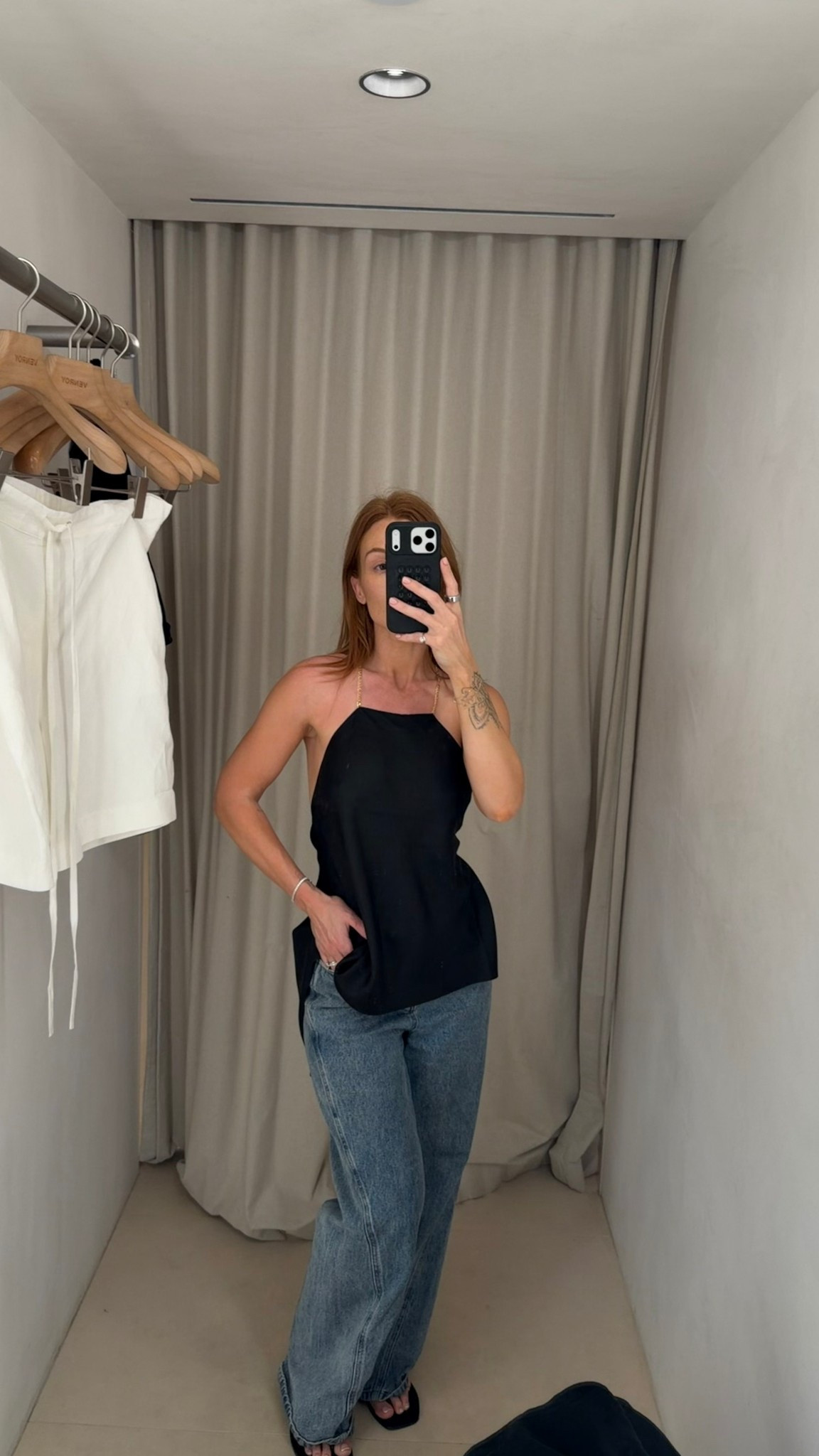 A jeans and a nice jeans top 