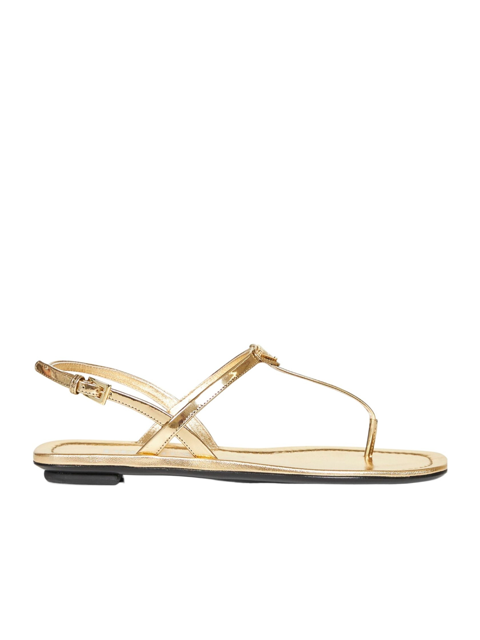 Prada Metallic Flat Thong Sandals | Senser US