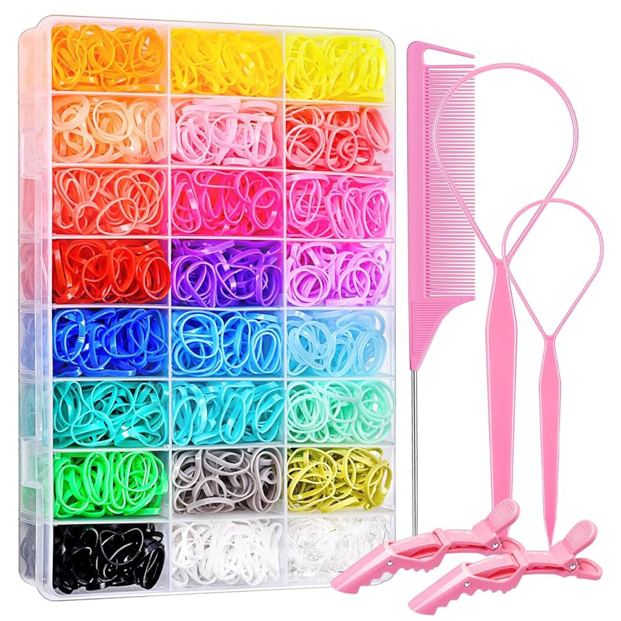 IKOCO Hair Tie Set, 1505 Count Colorful Elastic Hair Rubber Bands with Topsy Tail Hair Tools, Rat... | Amazon (US)