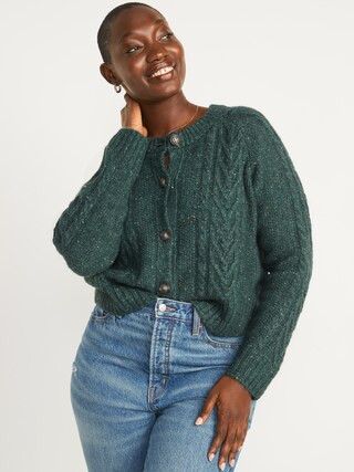 Cropped Cable-Knit Cardigan Sweater for Women | Old Navy (US)