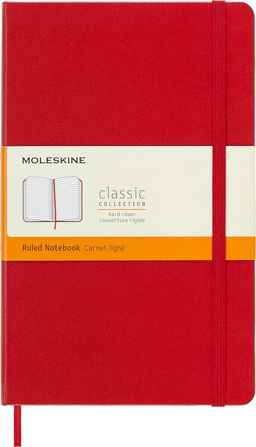 Moleskine Classic Notebook, Hard Cover, Large (5" x 8.25") Ruled/Lined, Scarlet Red, 240 Pages | Amazon (US)