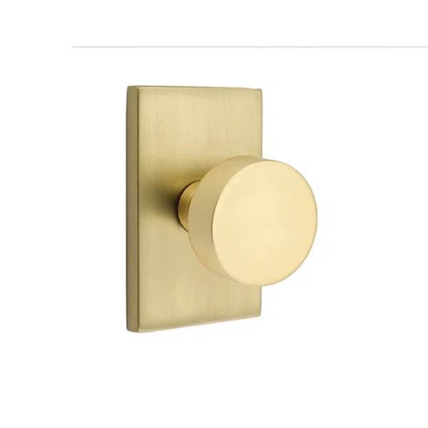 Privacy (Bed & Bath) Round Knob with Modern Rectangular Rose Door Knob | Wayfair North America