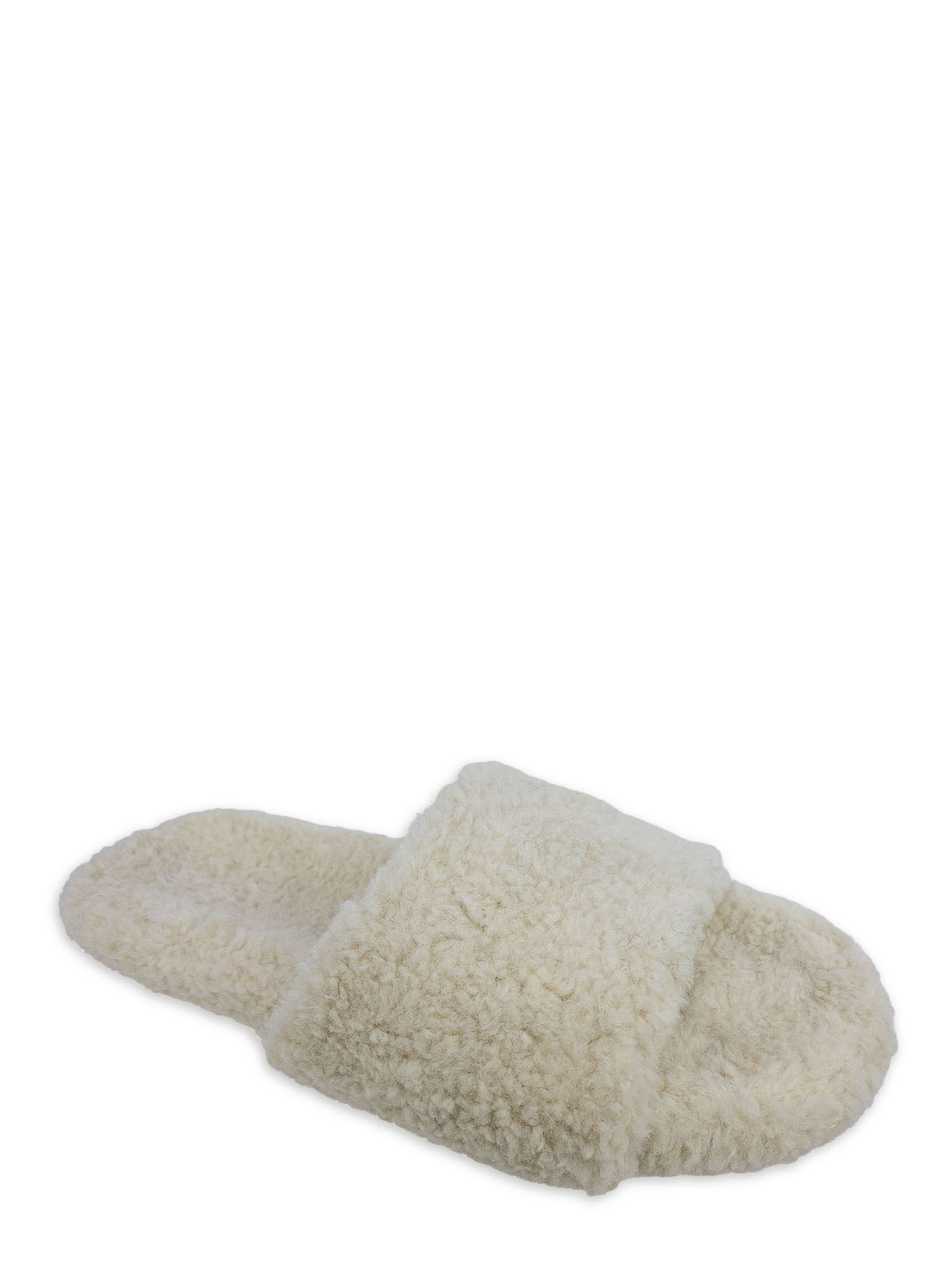 No Boundaries Women's Faux Sherpa Slide Slippers - Walmart.com | Walmart (US)