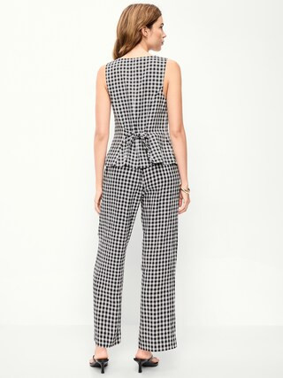 High-Waisted Linen-Blend Straight-Leg Pants | Old Navy (US)