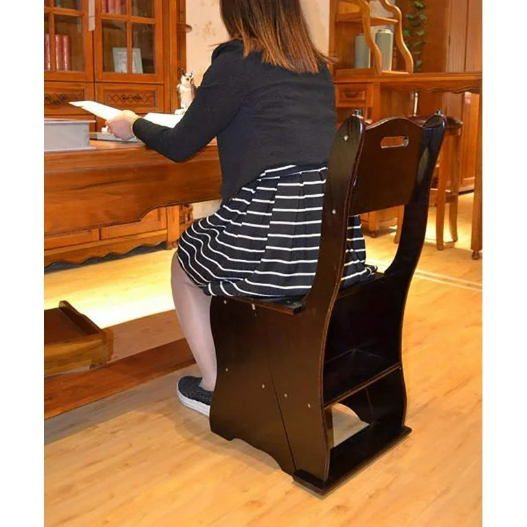 Wooden Folding Library Ladder Chair,2 in 1 Lightweight Portable Multifunctional Step Stool, 4-Ste... | Walmart (US)