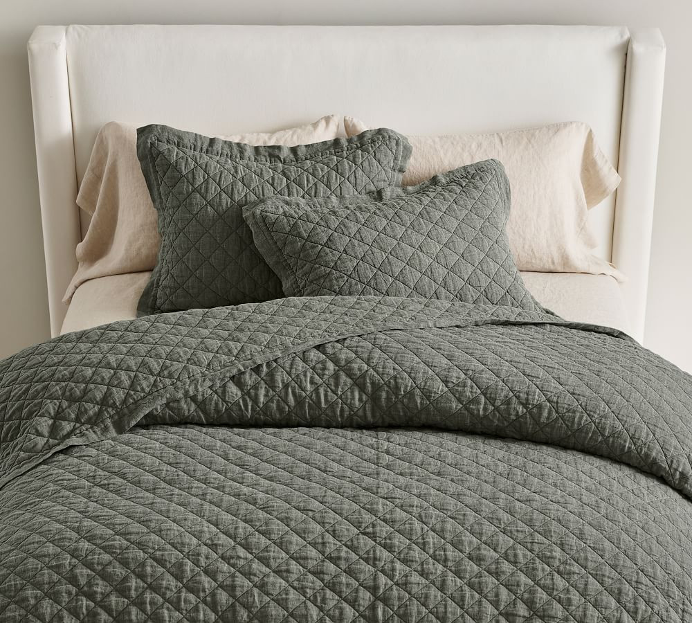Belgian Flax Linen Diamond Quilt | Pottery Barn (US)