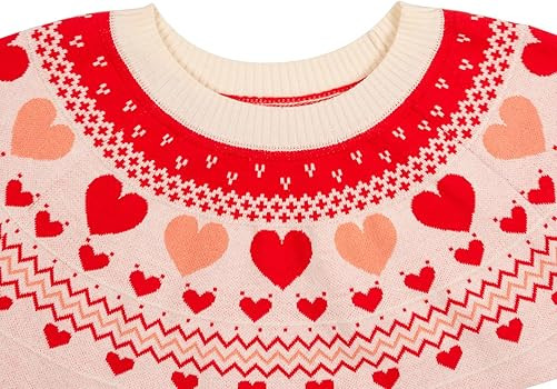 Heart Sweater for Women Winter Cute Long Sleeve Valentine's Day Knitted Pullover Jumper Tops | Amazon (US)