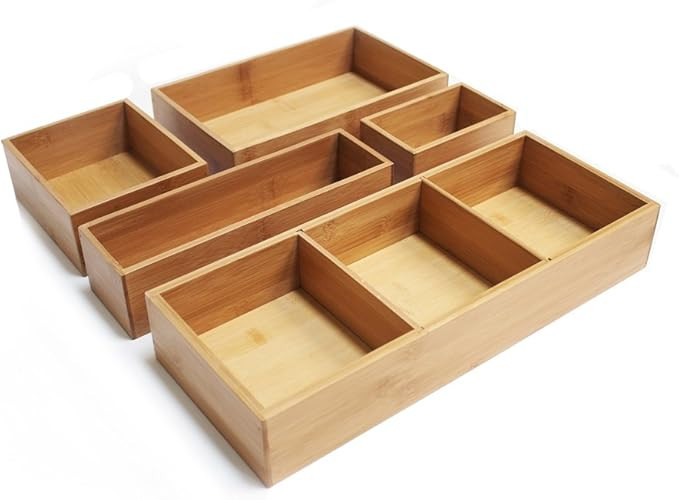 Seville Classics Bamboo Eco-Conscious Organizer Box Set Art Crafts Pens Holder Junk Drawer Utensi... | Amazon (US)