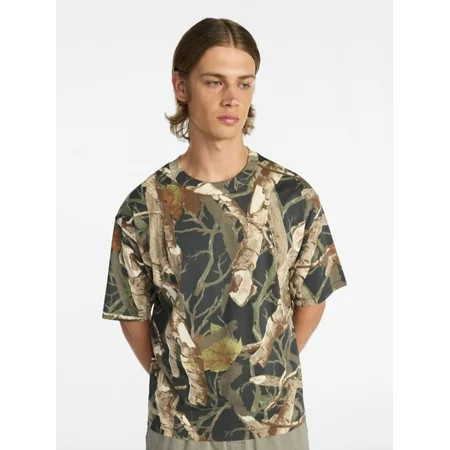 No Boundaries Cotton Oversized Cropped Tee with Short Sleeves, Men's and Big Men's XS-5XL | Walmart (US)