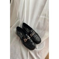 Leather Black Detailed Loafers/Loafer Moccasins Chunky Unisex Oxford Metal Details | Etsy (US)