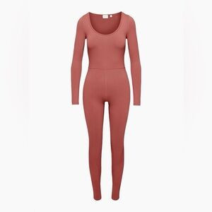 Aritzia Wilfred Maxe Rose Pink Scoop Neck One Piece Leotard Jumpsuit Size Medium | Poshmark