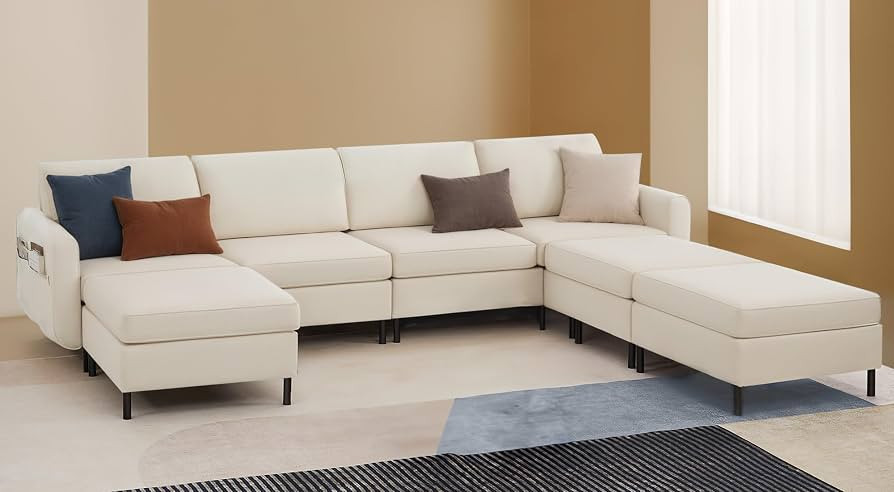 SONGMICS HOME Modular Sectional Sofa, Convertible 7-Seat U-Shaped Couch with Ottoman, Deep Seat, ... | Amazon (US)